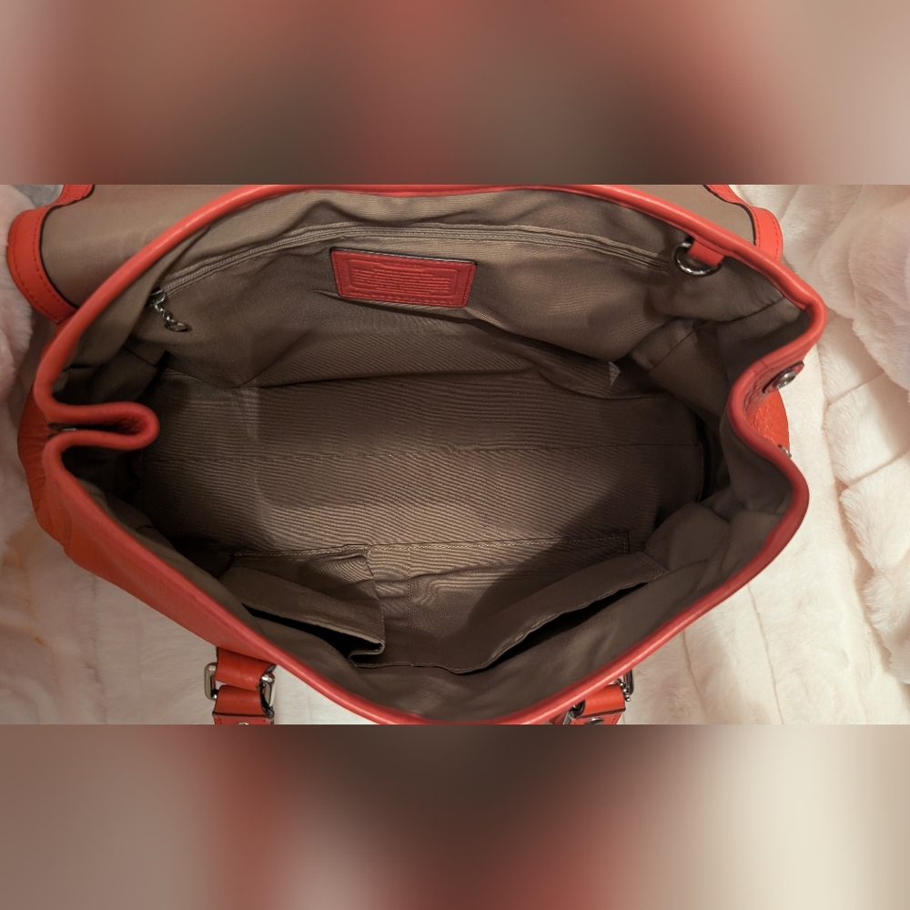 Coach Red Orange Hamilton Turnlock Caryall Shoulder Bag F13091 - Picture 8 of 14
